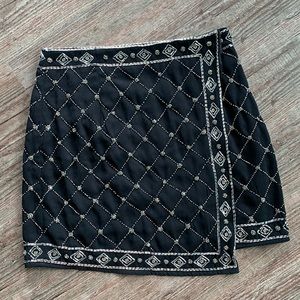 Black Wrap Design Mini Skirt